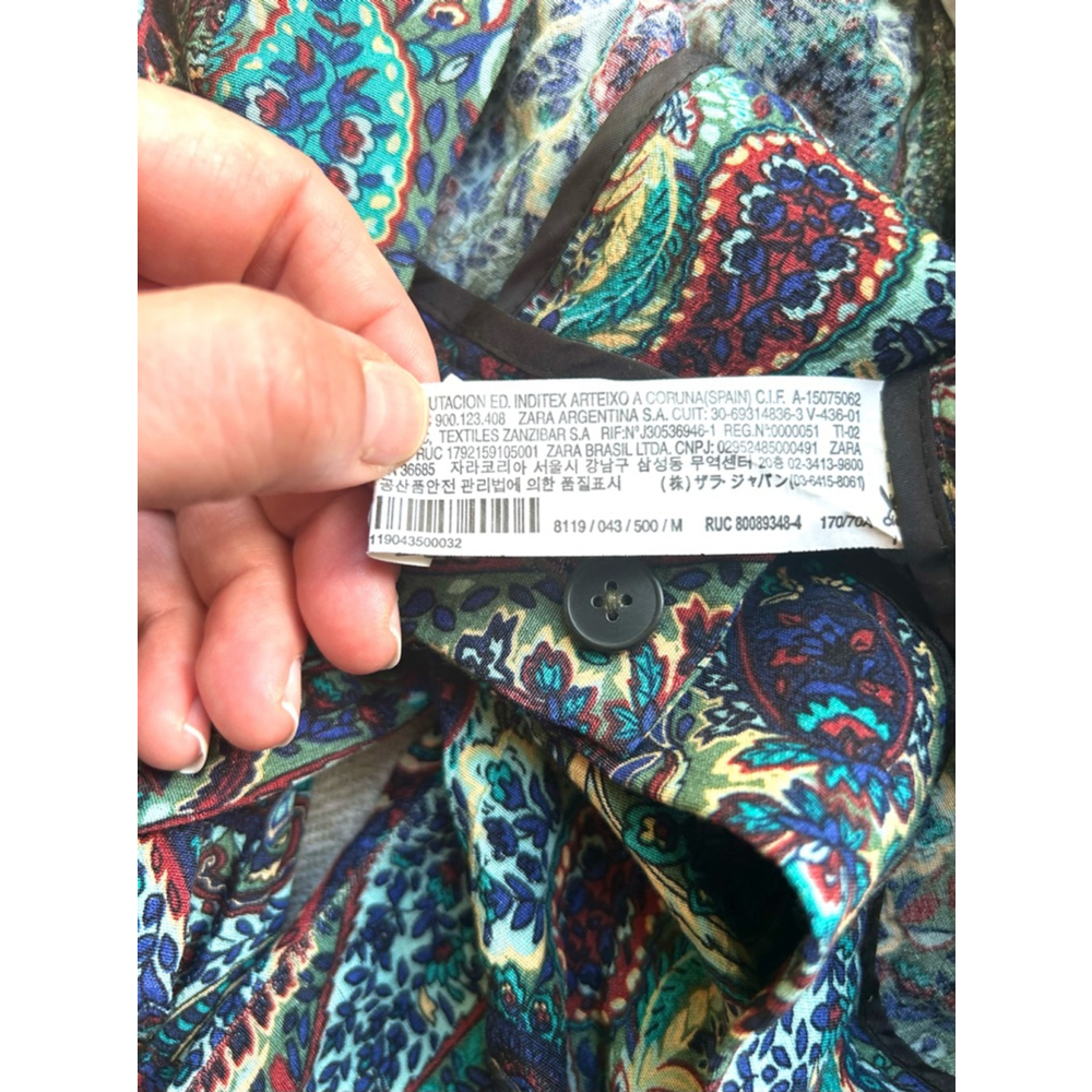 Zara Printed Flare Pants Size M Blue Multi flared paisley - Picture 8 of 11